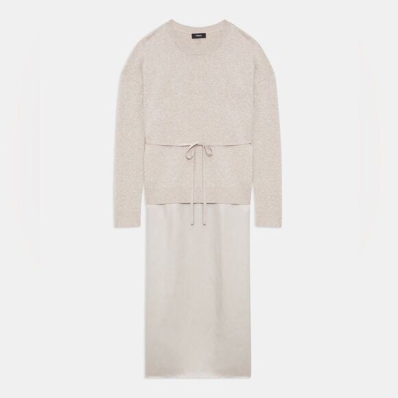 Theory Sweater Dress in Combo Twill Sz M - Picture 5 of 9